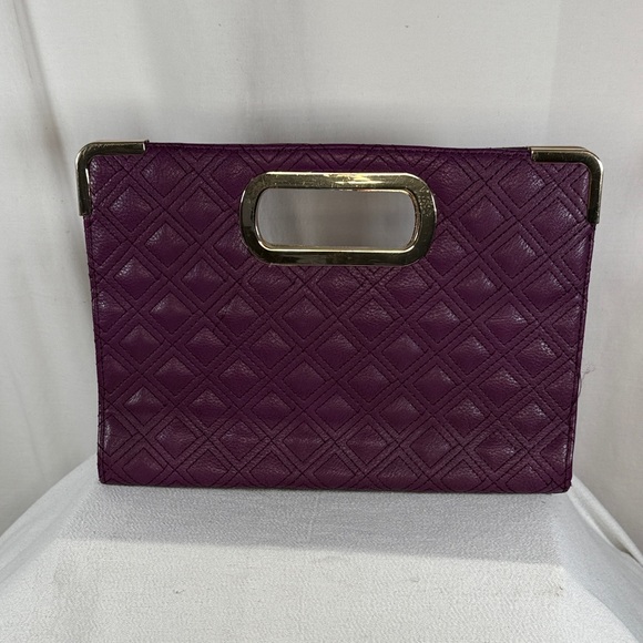 Charming Charlie Purple Clutch with Gold Accents - Picture 1 of 7